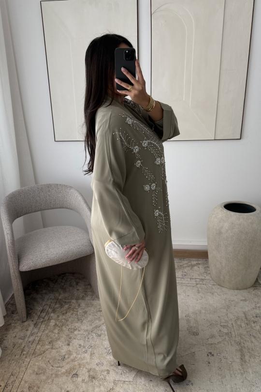 Abaya Femme Bordeaux White Icy  ROBE ABAYA NÉRISSA H548 Efashion Paris