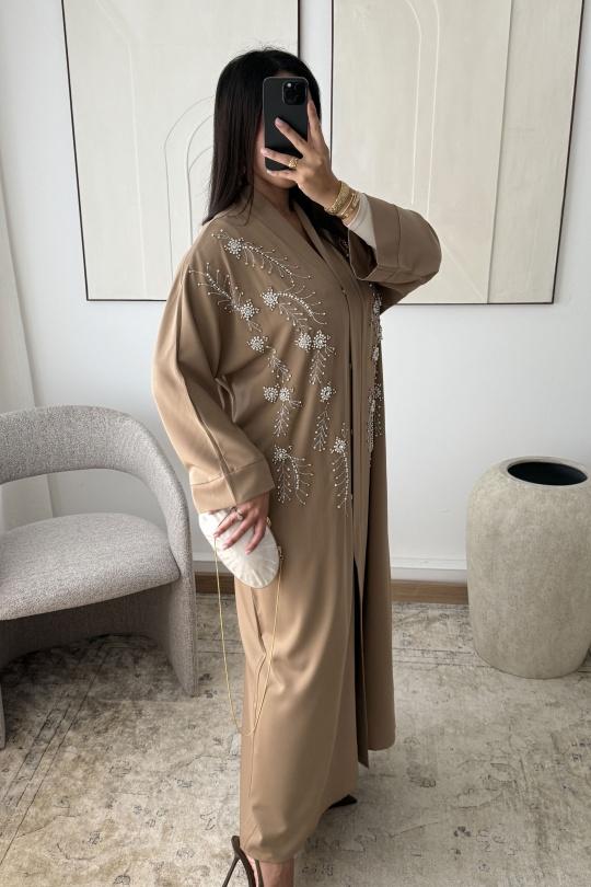 Abaya Femme Bordeaux White Icy  ROBE ABAYA NÉRISSA H548 Efashion Paris