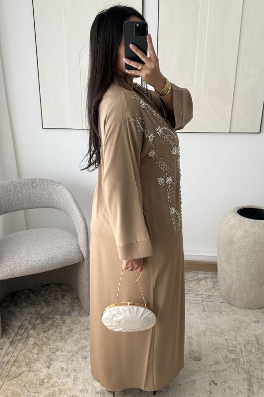 Abaya Femme Bordeaux White Icy  ROBE ABAYA NÉRISSA H548 Efashion Paris