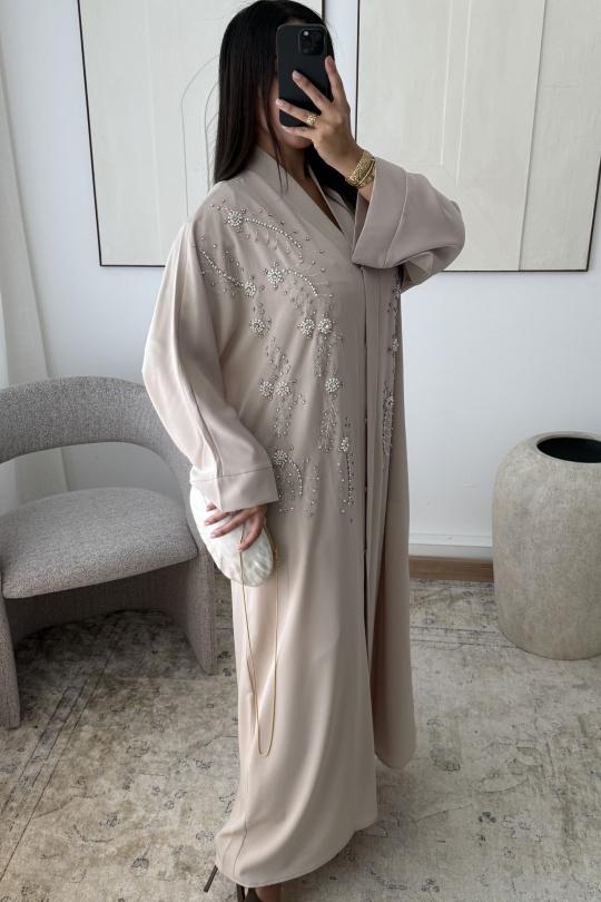 Abaya Femme Bordeaux White Icy  ROBE ABAYA NÉRISSA H548 Efashion Paris