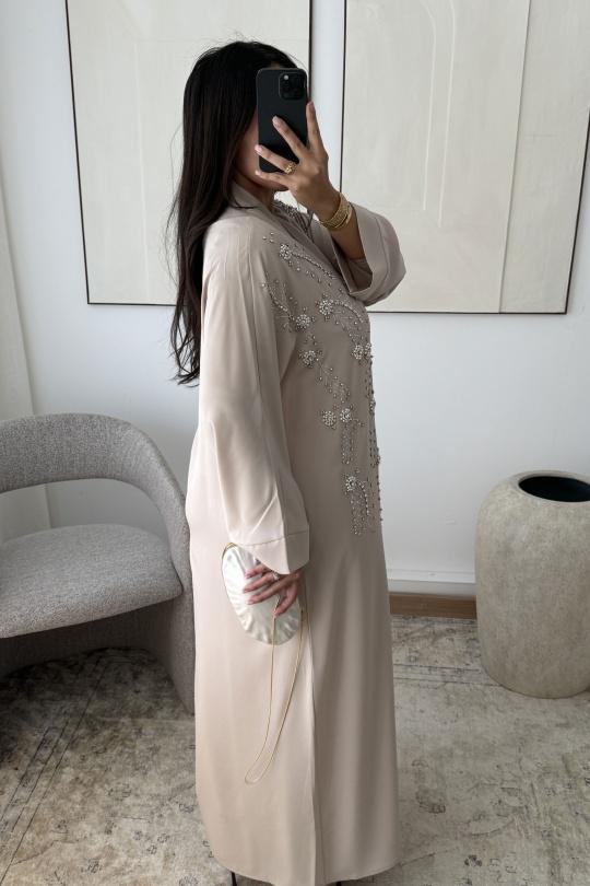 Abaya Femme Bordeaux White Icy  ROBE ABAYA NÉRISSA H548 Efashion Paris