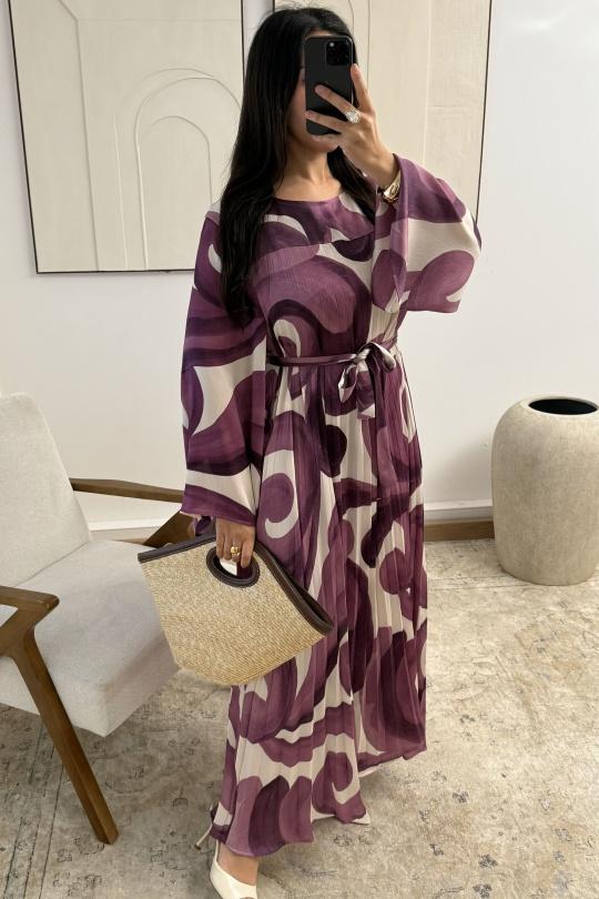 Robes longues Femme Violet White Icy  ROBE AVEC DOUBLURE AZALÉA H572-1 Efashion Paris