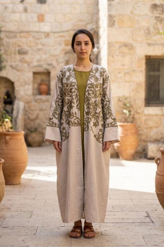 Robes longues Femme Kaki White Icy  ENSEMBLE ABAYA SAHRA X388 Efashion Paris