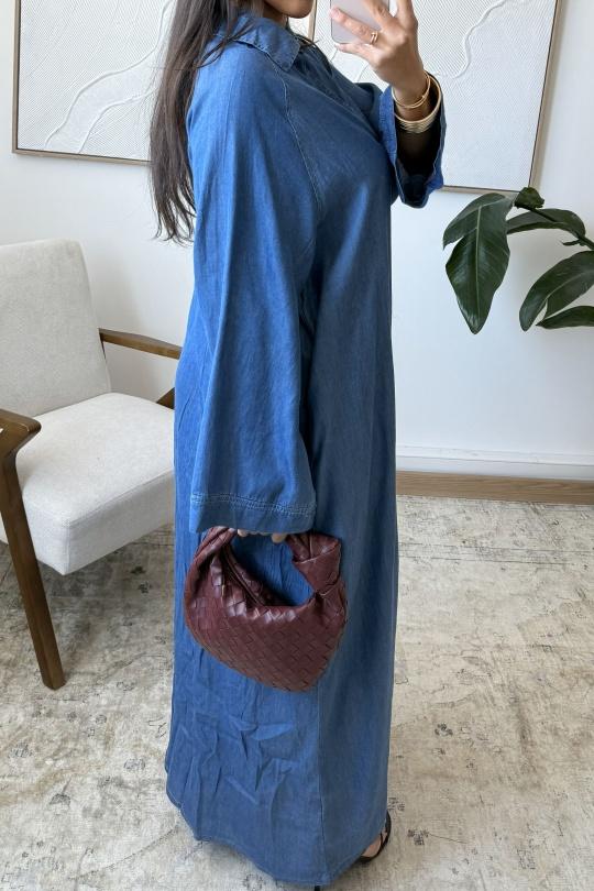 Abaya Femme Bleu foncé White Icy  ABAYA TENCEL B258 Efashion Paris