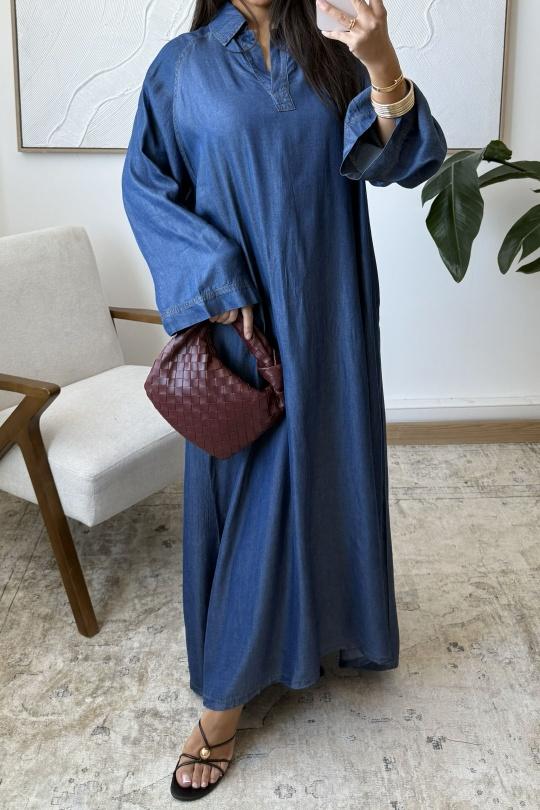 Abaya Femme Bleu foncé White Icy  ABAYA TENCEL B258 Efashion Paris