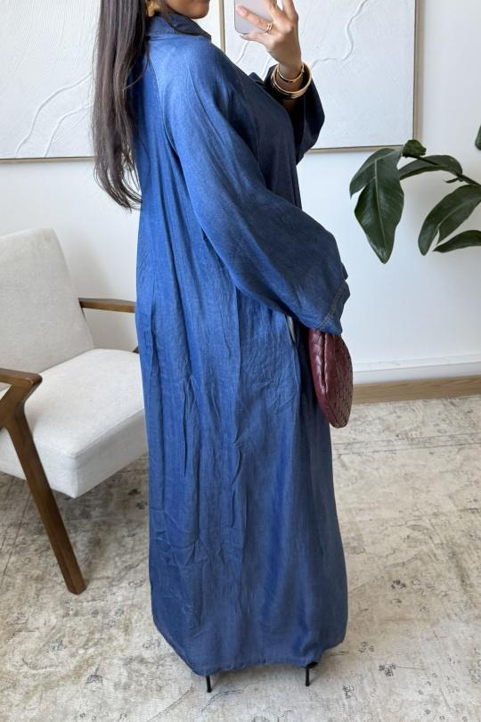 Abaya Femme Bleu foncé White Icy  ABAYA TENCEL B258 Efashion Paris