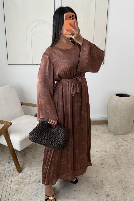 Robes longues Femme Violet White Icy  ROBE AVEC DOUBLURE MALIKA H572-4 Efashion Paris