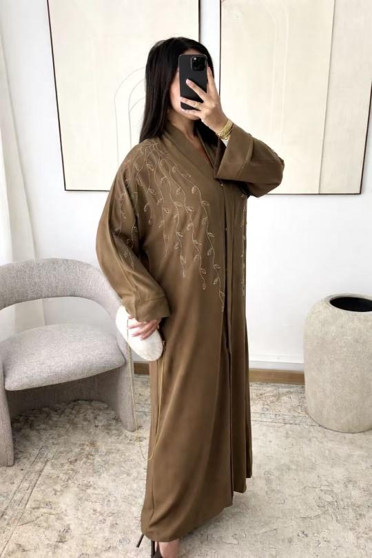 Abaya Femme Taupe White Icy  ABAYA H531 Efashion Paris