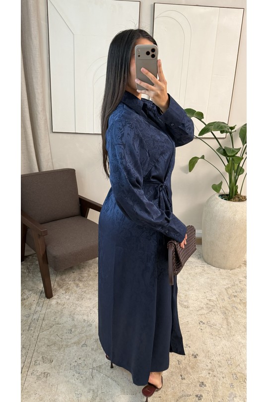 Abaya Femme Marron foncé White Icy  X441 ROBE À LIEN SUR LE CÔTÉ LIYARA Efashion Paris