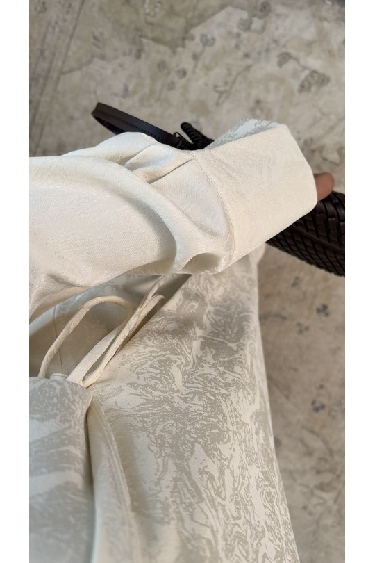 Abaya Femme Marron foncé White Icy  X441 ROBE À LIEN SUR LE CÔTÉ LIYARA Efashion Paris
