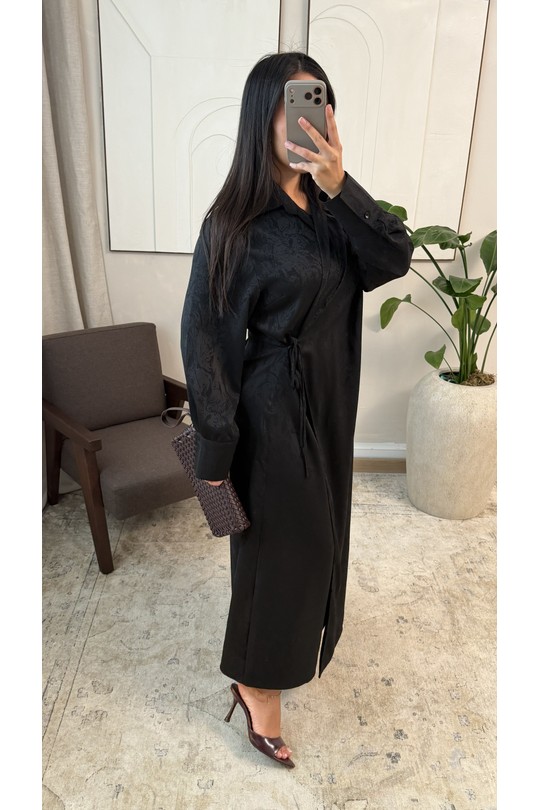 Abaya Femme Marron foncé White Icy  X441 ROBE À LIEN SUR LE CÔTÉ LIYARA Efashion Paris