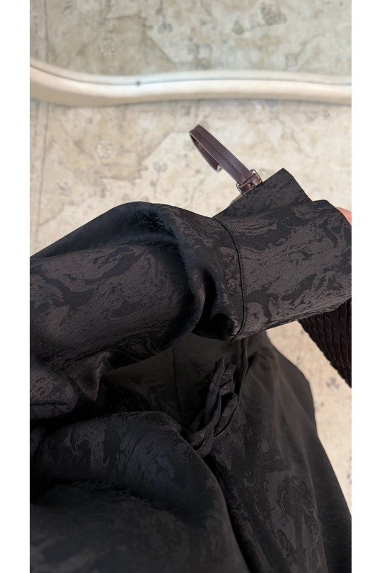 Abaya Femme Marron foncé White Icy  X441 ROBE À LIEN SUR LE CÔTÉ LIYARA Efashion Paris