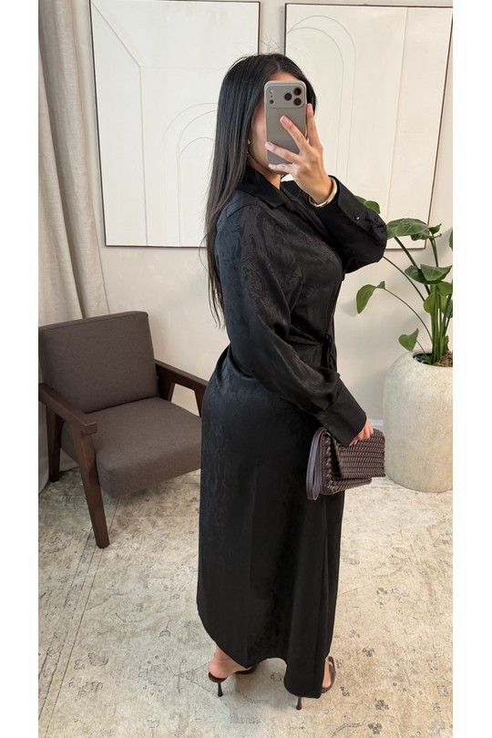 Abaya Femme Marron foncé White Icy  X441 ROBE À LIEN SUR LE CÔTÉ LIYARA Efashion Paris