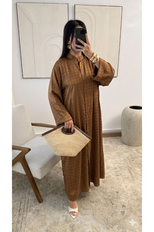  Abaya Women Taupe White Icy  H520-2 Robe Noah Efashion Paris