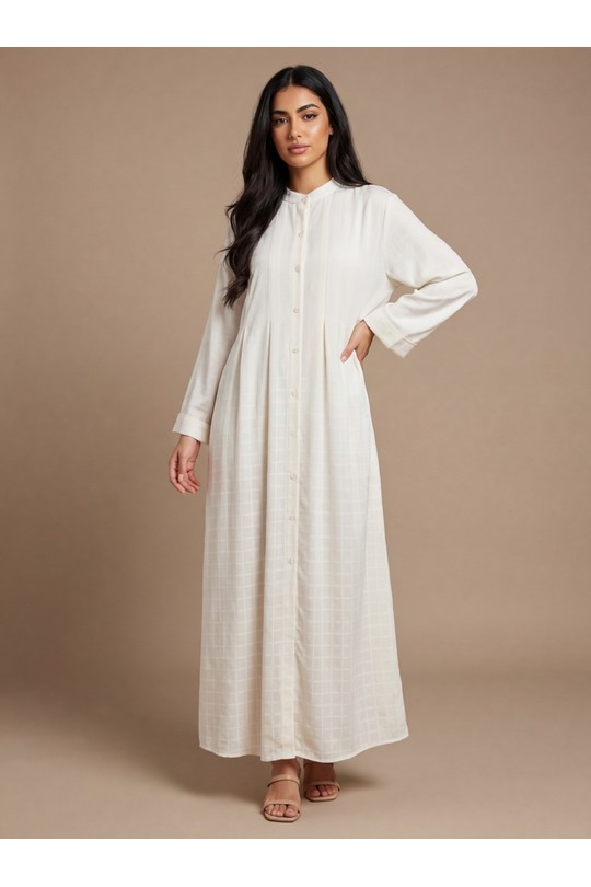  Abaya Women Taupe White Icy  H520-2 Robe Noah Efashion Paris