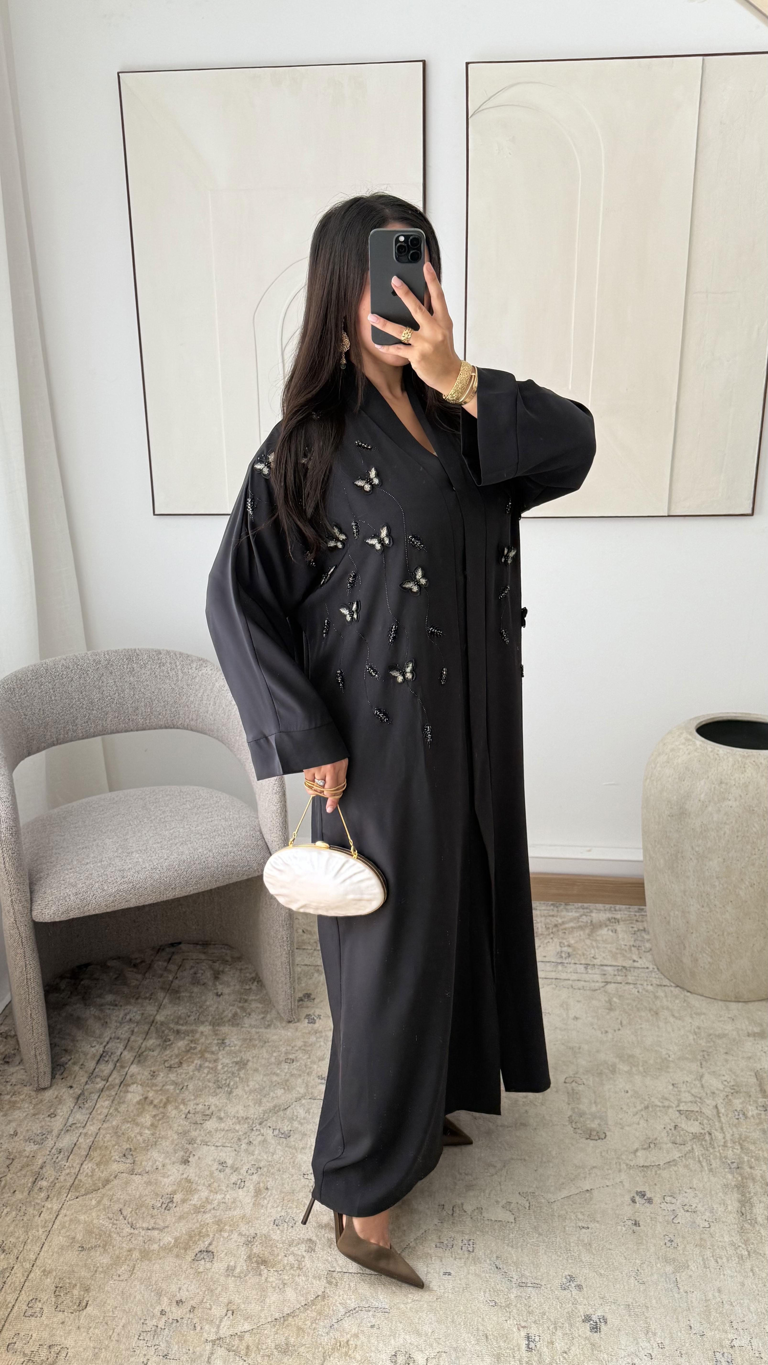 Abaya Femme Noir White Icy  ABAYA H553  #c Efashion Paris