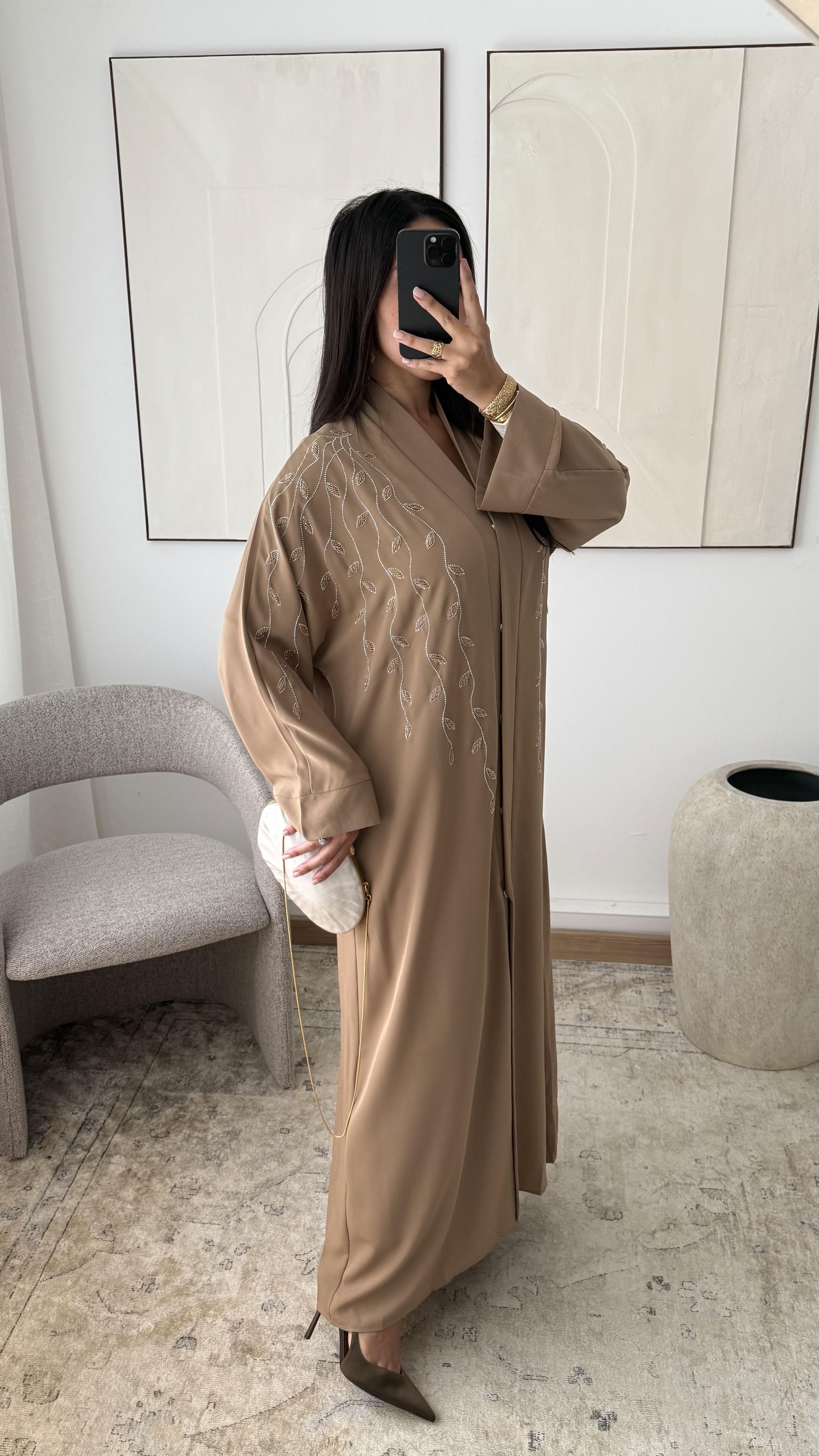 Abaya Femme Taupe White Icy  ABAYA H531 #c Efashion Paris