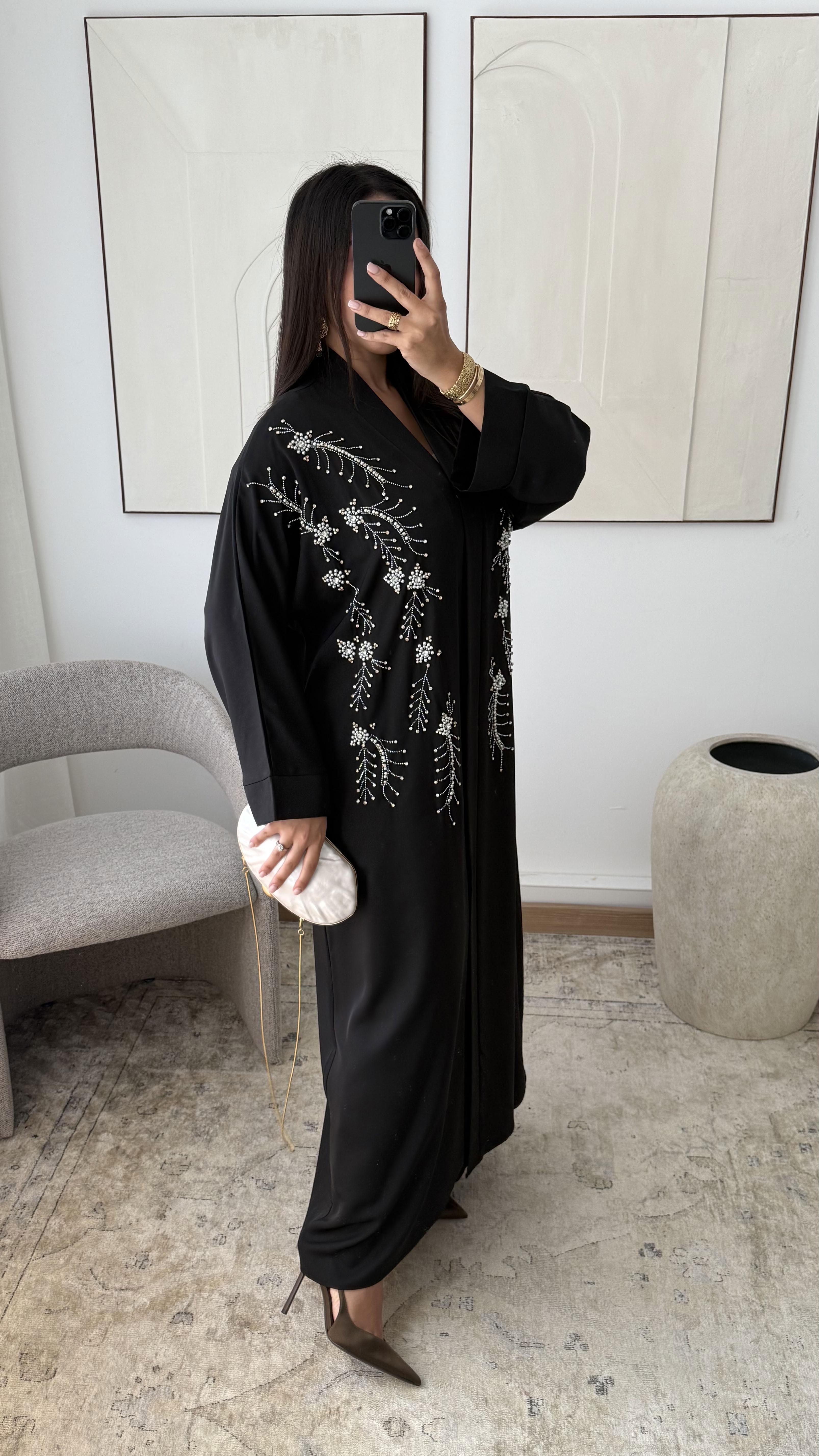 Abaya Femme Bordeaux White Icy  ROBE ABAYA NÉRISSA H548 #c Efashion Paris