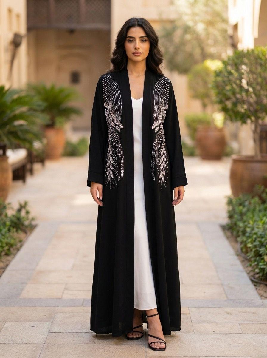 Abaya Femme Taupe White Icy  ELARA ABAYA H566 #c Efashion Paris