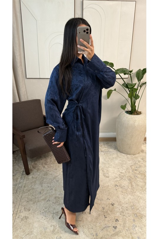 Abaya Femme Marron foncé White Icy  X441 ROBE À LIEN SUR LE CÔTÉ LIYARA #c Efashion Paris