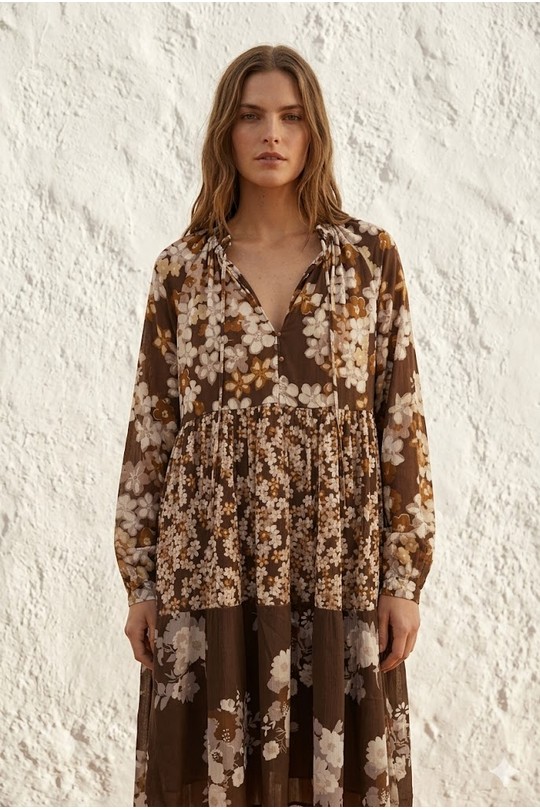 Robes mi-longues Femme Marron JUSTINE&CO G03474/26A Efashion Paris