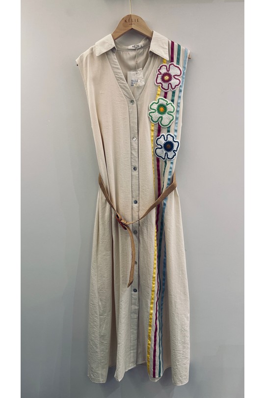 Robes mi-longues Femme Beige Kélie K6-17 Efashion Paris