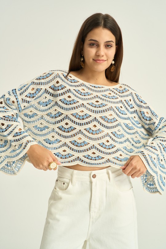 Maglioni Donna Jean blue Kélie K8-03 Efashion Paris