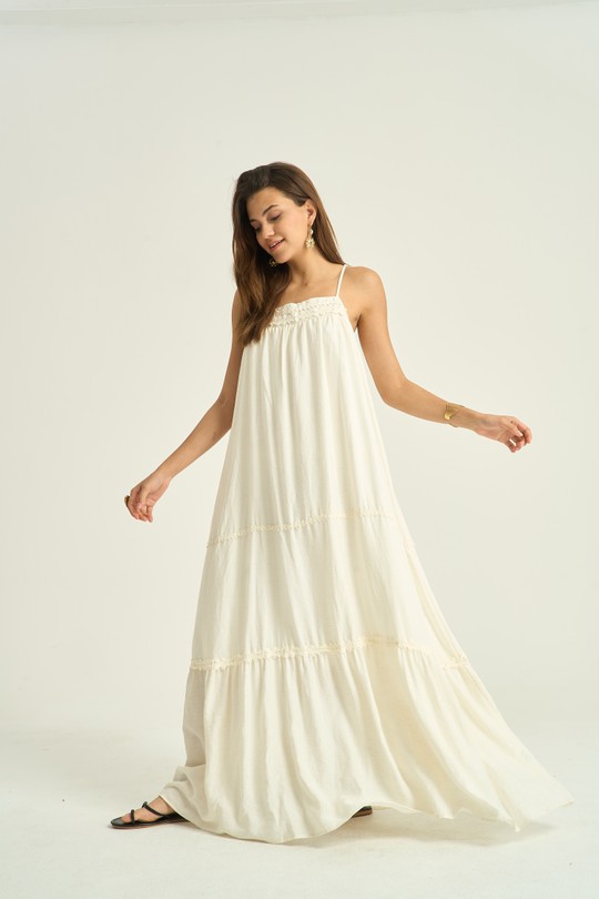 Robes longues Femme Blanc Kélie K6-02B Efashion Paris