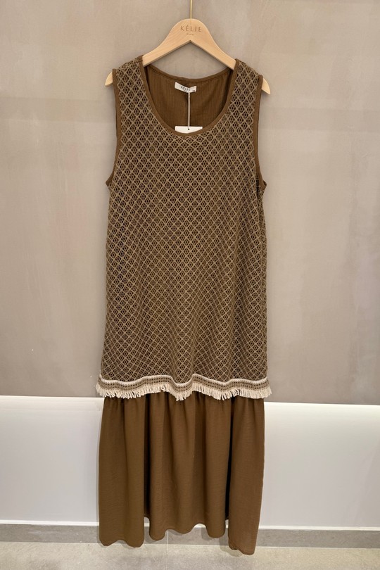 Robes longues Femme Beige Kélie K6-03B Efashion Paris