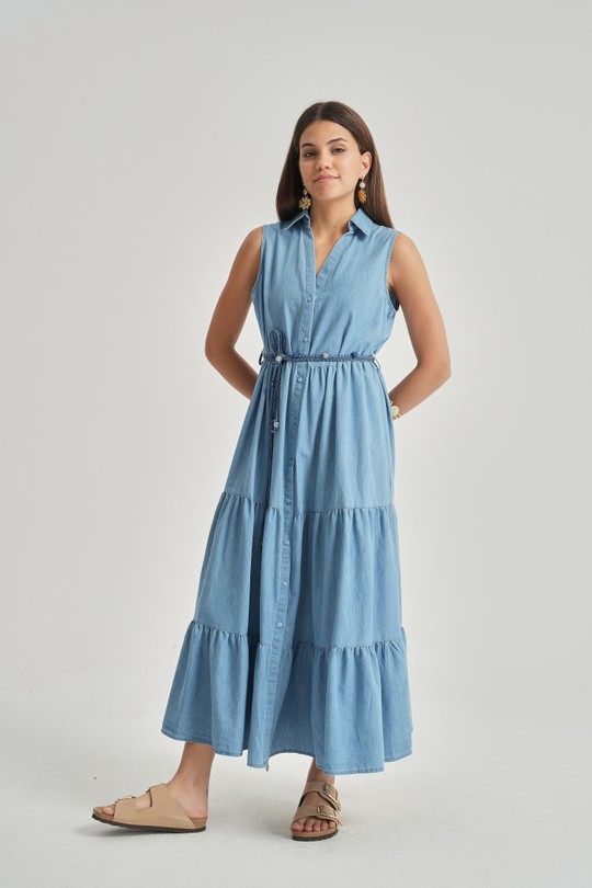 Robes longues Femme Bleu Kélie K7-02B Efashion Paris