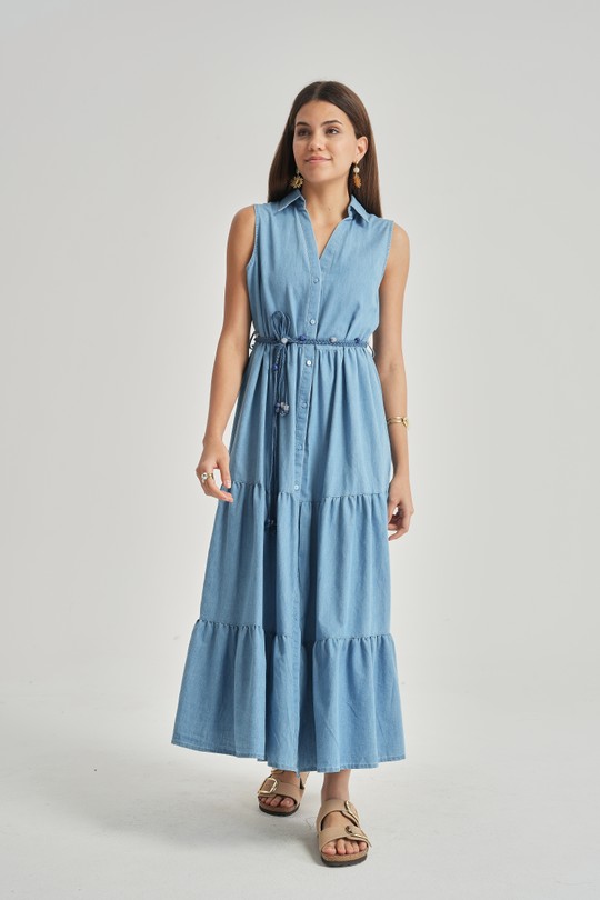 Robes longues Femme Bleu Kélie K7-02B Efashion Paris