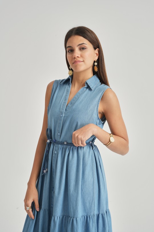 Robes longues Femme Bleu Kélie K7-02B Efashion Paris