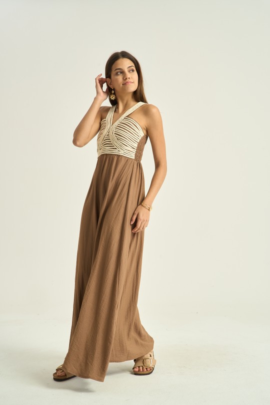 Robes longues Femme Taupe Kélie K7-06B Efashion Paris