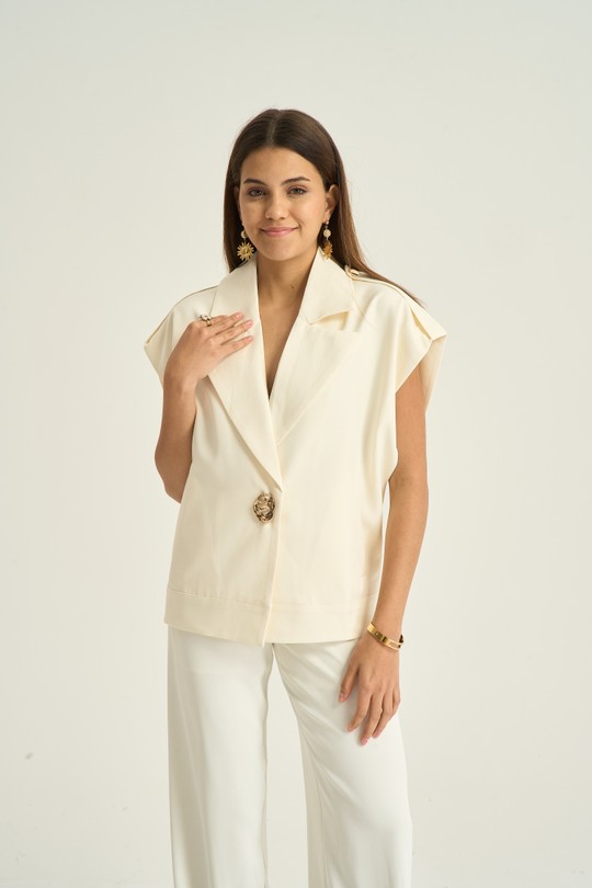 Gilets Femme Blanc Kélie KY003C Efashion Paris