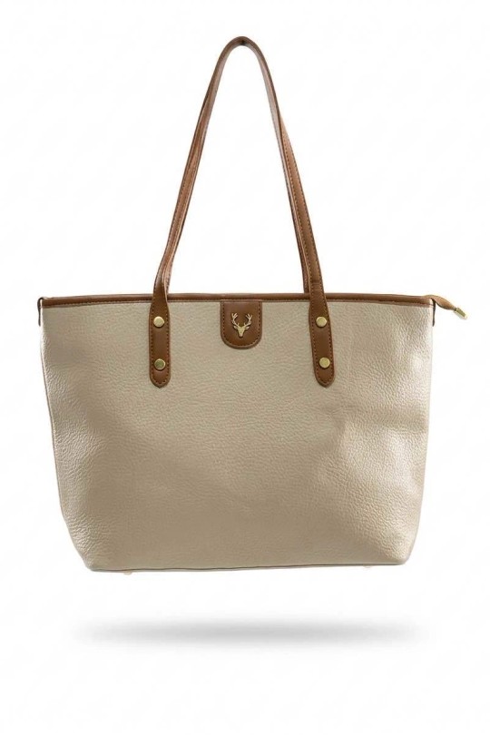 Cabas Maroquinerie Taupe CALEYNA 8129 Efashion Paris