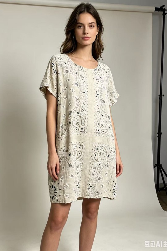 Robes courtes Femme Beige QL 9848-1 Efashion Paris