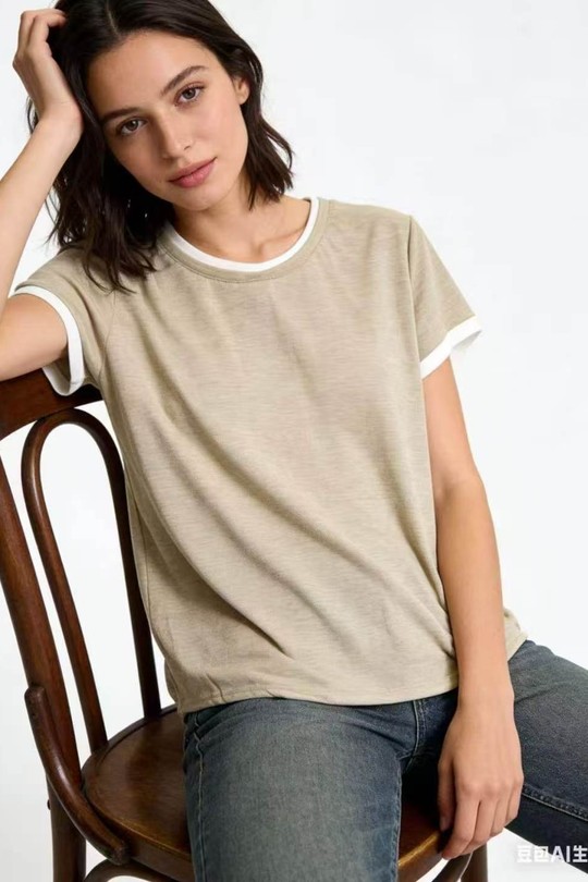 T-shirts Femme Beige QL 8003-1 Efashion Paris