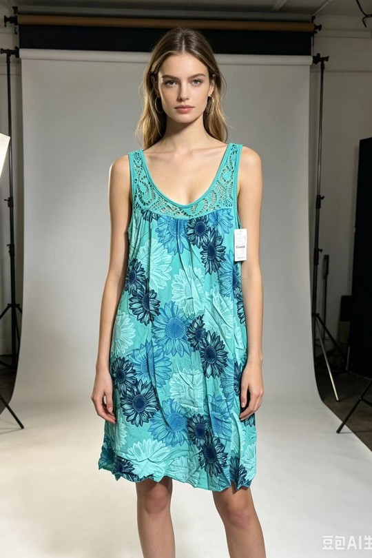 Robes mi-longues Femme Bleu ciel QL 388-15 Efashion Paris