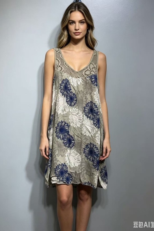 Robes mi-longues Femme Bleu ciel QL 388-15 Efashion Paris