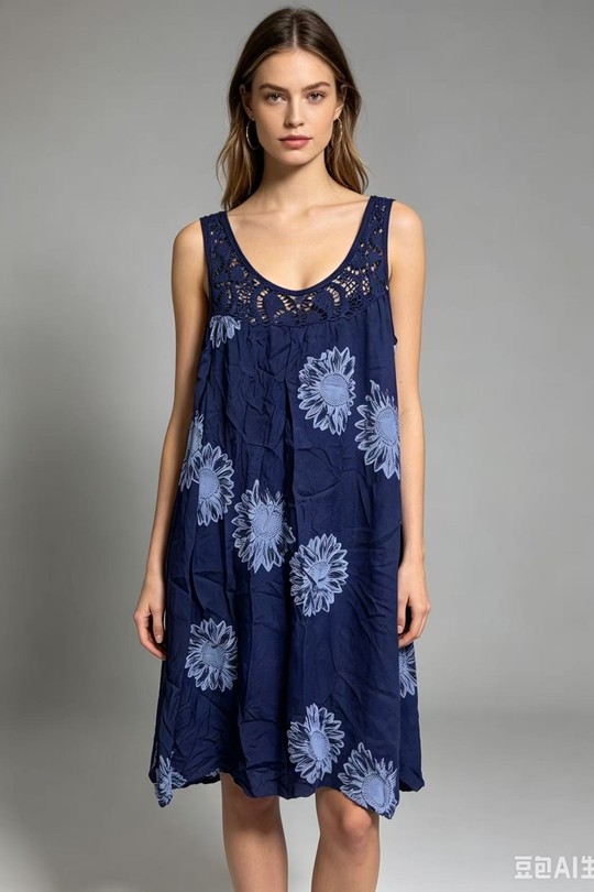 Robes mi-longues Femme Bleu ciel QL 388-15 Efashion Paris