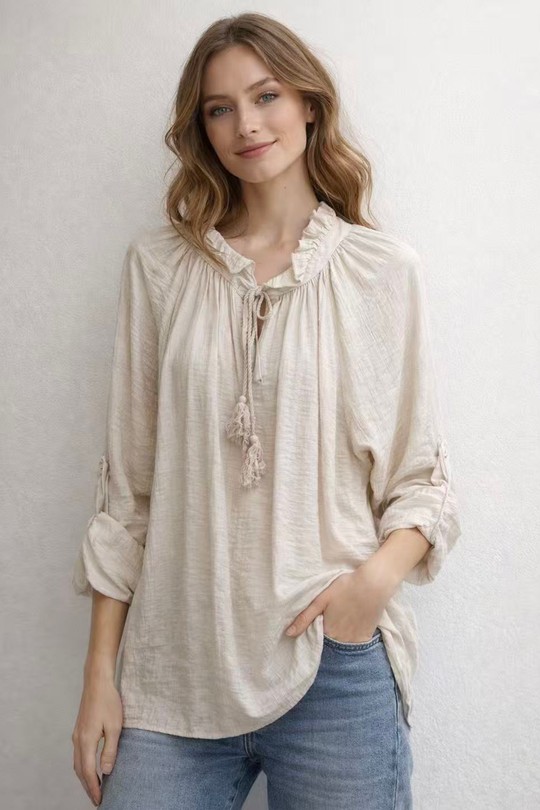 Blouses Femme Beige QL 26123 Efashion Paris