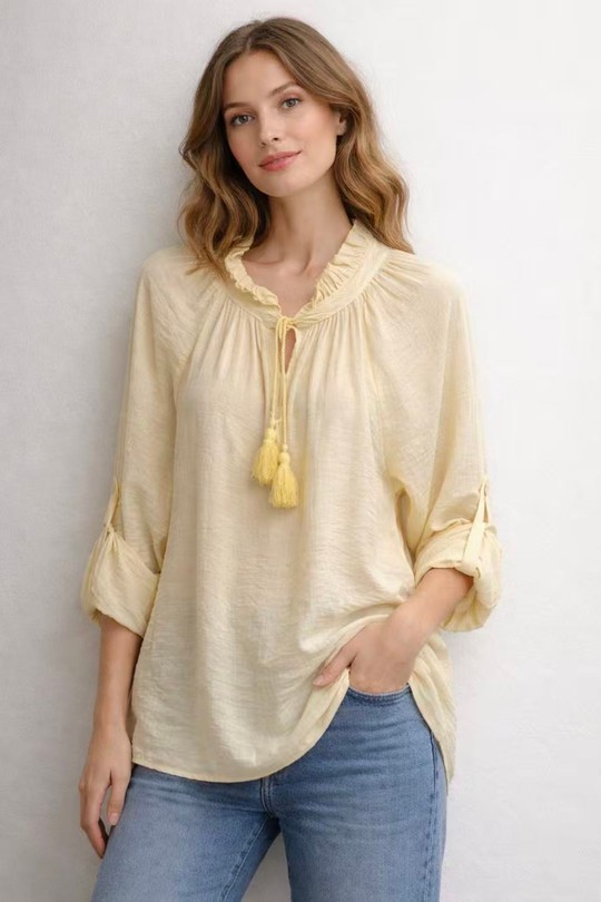 Blouses Femme Beige QL 26123 Efashion Paris