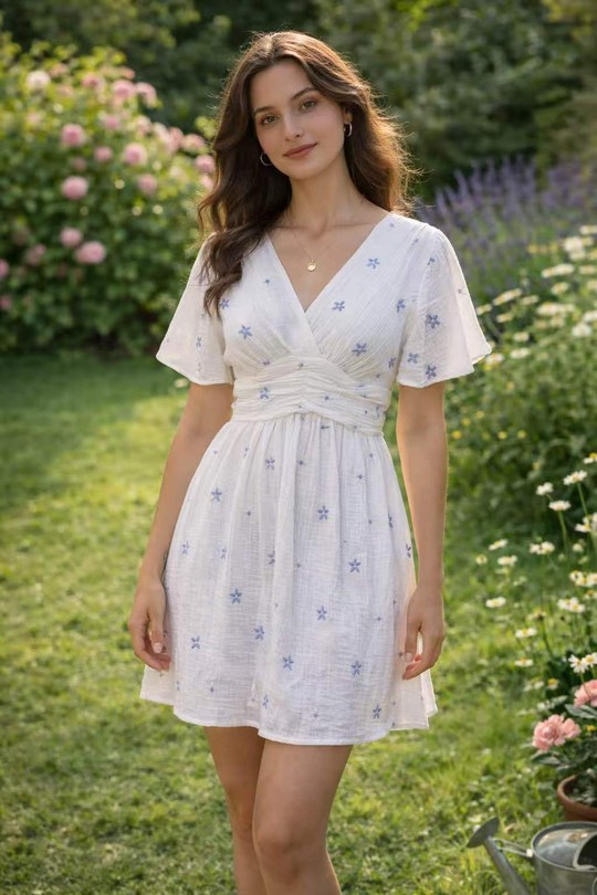 Robes courtes Femme Blanc QL TU31234 Efashion Paris
