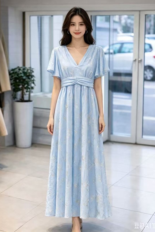 Robes longues Femme Bleu ciel QL R31236 Efashion Paris