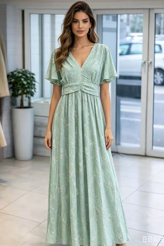 Robes longues Femme Bleu ciel QL R31236 Efashion Paris