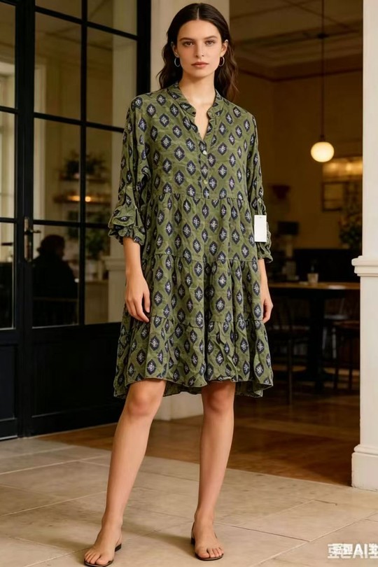 Robes mi-longues Femme Beige QL 9897-2 Efashion Paris