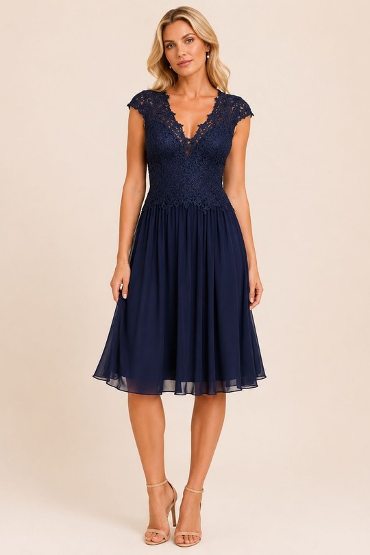 Robes mi-longues Femme Bleu marine DIVA FASHION CP008 Efashion Paris