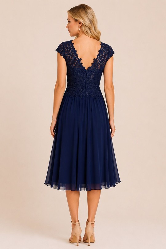 Robes mi-longues Femme Bleu marine DIVA FASHION CP008 Efashion Paris