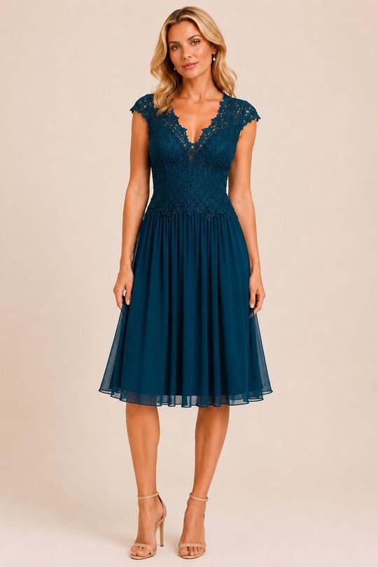 Robes mi-longues Femme Bleu marine DIVA FASHION CP008 Efashion Paris