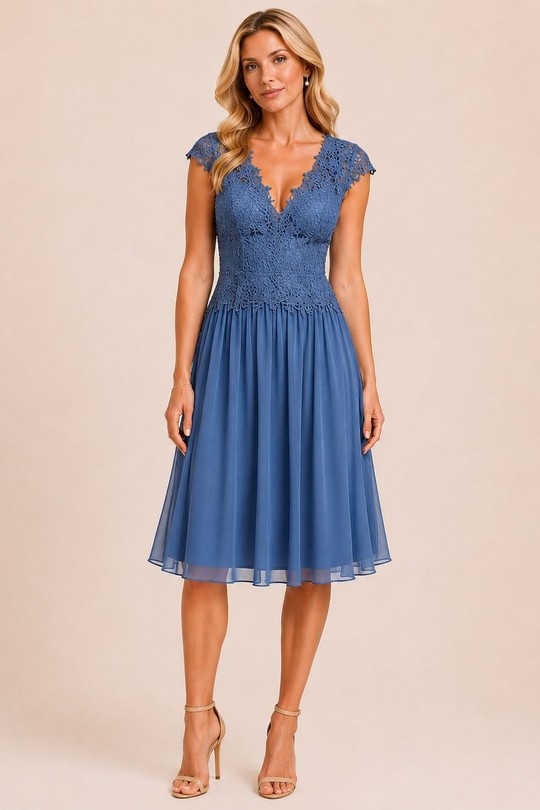 Robes mi-longues Femme Bleu marine DIVA FASHION CP008 Efashion Paris